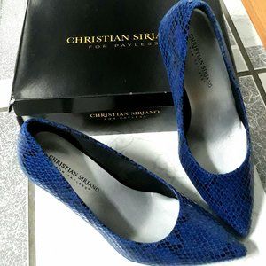 Blue Snake Heel Pumps
